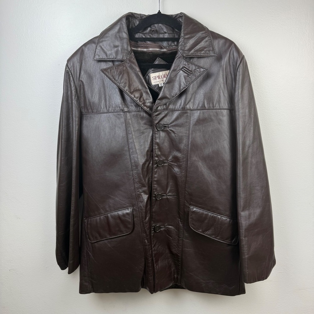 Vintage Spiegel Brown‎ Leather Jacket | Size 42 | Made in Korea | Faux Fur Lined
